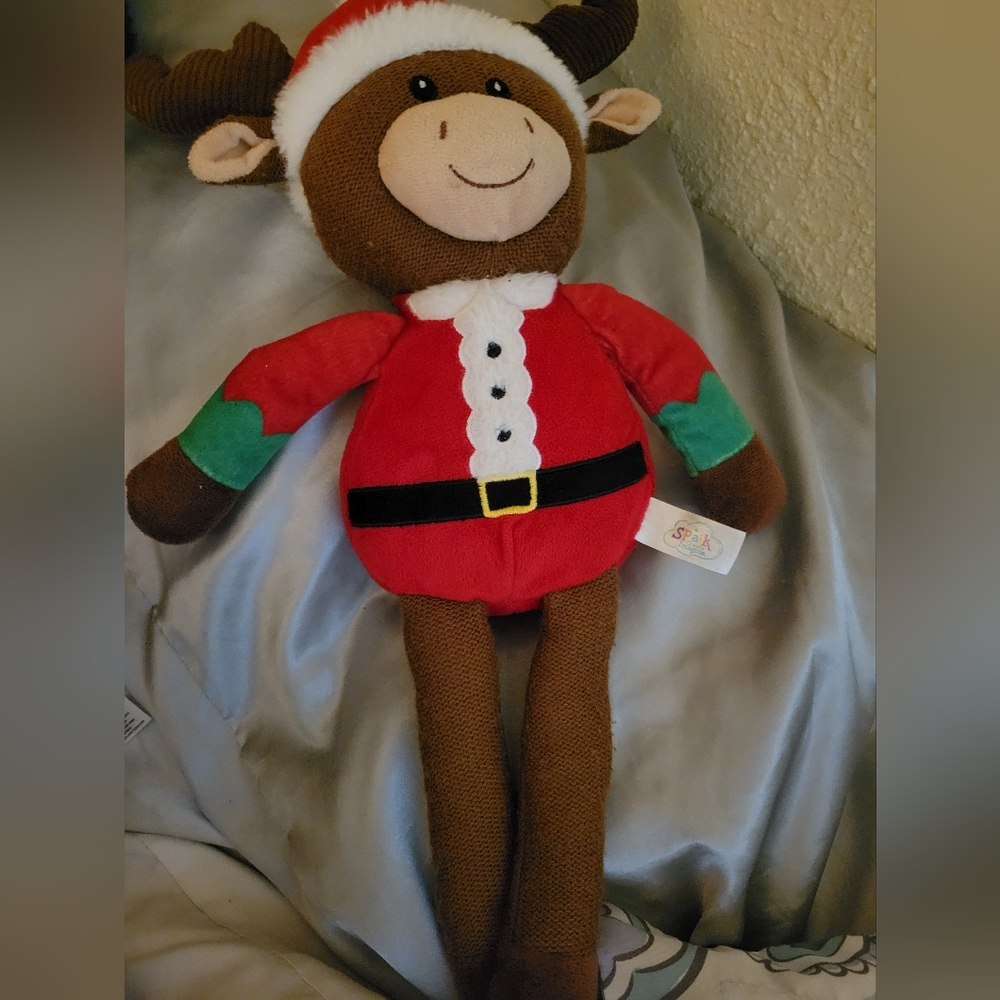 Spark Create Imagine Reindeer Rattle Plush Christmas Outfit Stuffed Animal Toy
